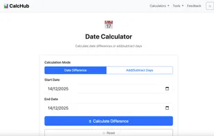 CalcHub - Date Calculator page