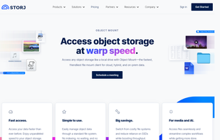 Landing page Storj Object Mount