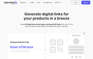 Digital Link landing page with the demo digital link QR generator