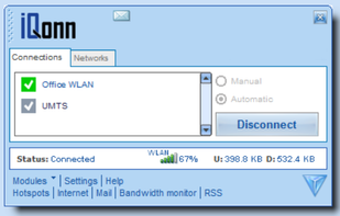 Connections: Office WLAN (WiFi) and UMTS