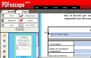 PDFescape PDF Editor Interface