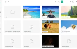 Thumbnails are created upon upload.
Filesystem can be mounted via FUSE and a command line interface also exists.