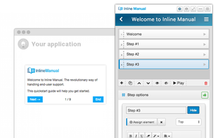 WYSIWYG authoring tool. Point and click to select elements. Guide users through your application.