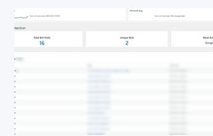 The AI Bot Detection screen logs and tracks visits from search engine crawlers and AI bots. It shows total bot activity, unique visitors, and upcoming crawls, giving clear insights into indexing and how AI engines interact with the site.