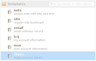 Note templates list
