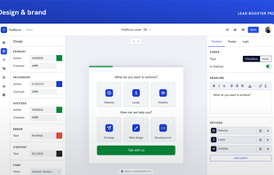 Customizable branding with visual form styling and option cards