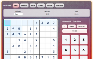 Desktop Version of Free Online Sudoku website puzzle