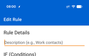 Details of the different conditions