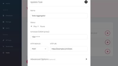 Appwrite background tasks dashboard