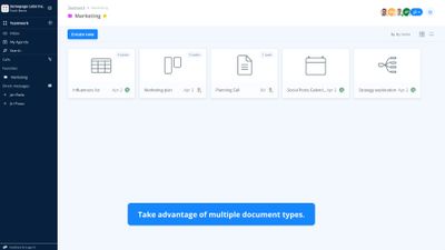Enjoy multiple document types. You can also upload your own files and take advantage of the built-in chat and agenda options.