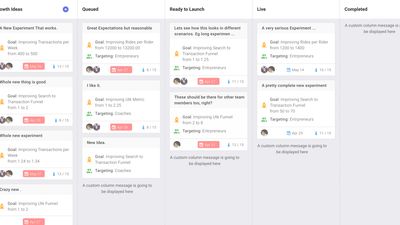 Visually stunning Kanban Board to track all experiments