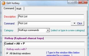 The dialog which lets you define a hot key