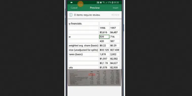 Microsoft Excel will allow users to import spreadsheets via photographs image