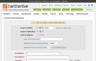 twitterlive add feed page