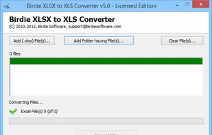 Birdie XLSX to XLS Converter screenshot 1