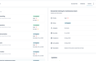 Actions in the success plan that are recommendations from the customer success team to the client.