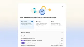 1Password adds device-based unlock and new security presets for Mac and Windows image