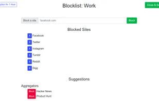 Can easily block sites (and has suggestions)
