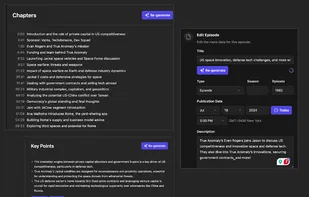 Streamline production of AI-generated chapters, summaries, key points, titles, tags, and descriptions.
Titles and descriptions will automatically adapt to your style & tone.