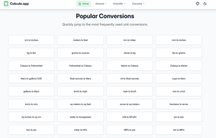 Popular Conversions link to the pages