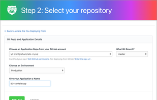 Add Your Application
Select your application repo from your GitHub account, choose the branch, environment, give your app a name and click ANALYZE.
