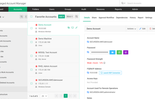 Privileged accounts inventory view in Securden PAM