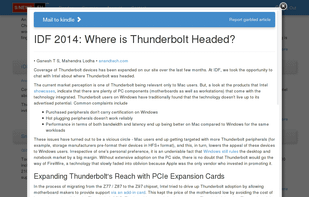 Send any article to your Kindle or other device by an e-mail with one click.