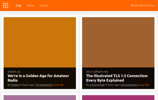 Vue HN screenshot 1