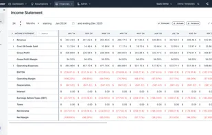 Forecastr Income Statement. You can view projections for all financial statements by month, quarter, or year.