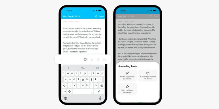 Day One integrates Apple Intelligence for enhanced, private AI-powered journaling image