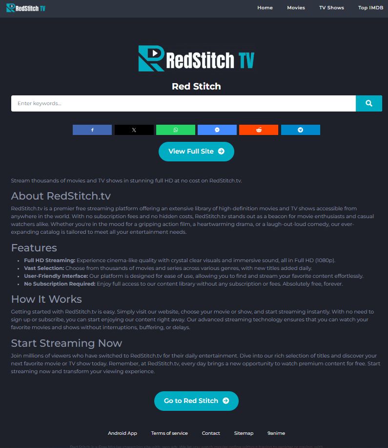 RedStitch.tv: Premier free streaming platform offering an extensive ...