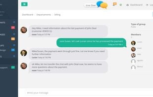 Chat with company members and collaborate to work out customers questions.