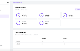 See how your model performs with clear metrics and visualizations. Track accuracy, precision, recall, and other key indicators to understand and improve model effectiveness.