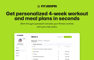 Fit Senpai generates personalized workout and meal plans based on your fitness goals and preferences.