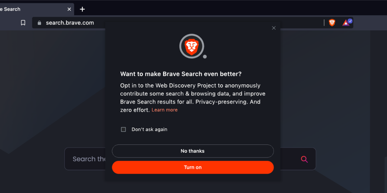 Brave changes its browser's default search engine from Google Search to Brave Search image