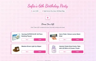 Event page for guests