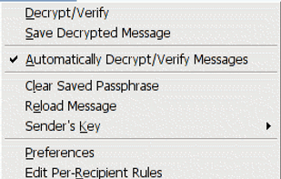OpenPGP menu in main window