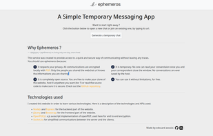 Generating a link for a new chat room via the Homepage.
