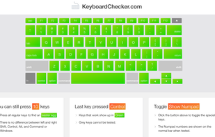 Keys that work show up in green.