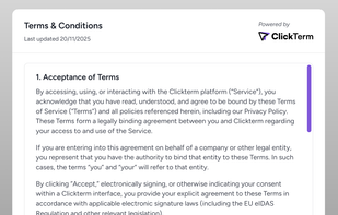 User-side clickwrap agreement