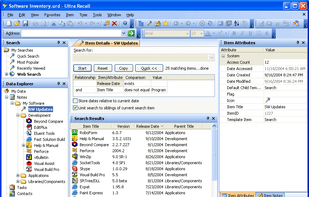 Advanced Search - Advanced database search with all docking panes displayed