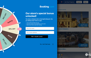 Collect email leads with wheel of fortune pop-up