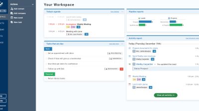 Your Workspace is your homepage for your CRM. It gives you a quick overview of everything that's going on.