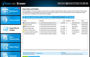Erase files and folders beyond recovery.