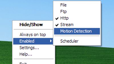 The tray icon and its popup menu
