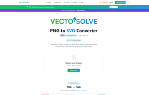 VectoSolve Homepage - PNG to SVG converter with AI-powered vectorization
