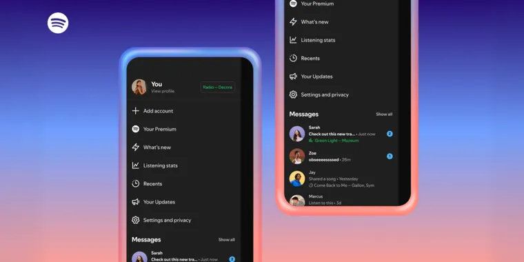 Spotify adds live listening activity and Jam invites to in-app Messages image