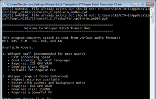 App interface in a classic terminal.