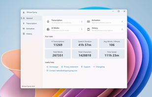 Settings window in WhisperTyping.