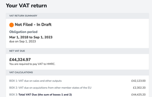 A draft VAT return on MTDsorted